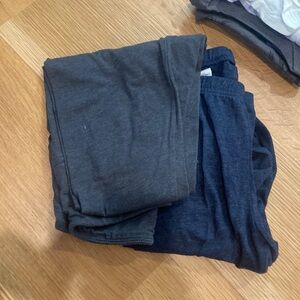 two pair of leggings (blue and gray)